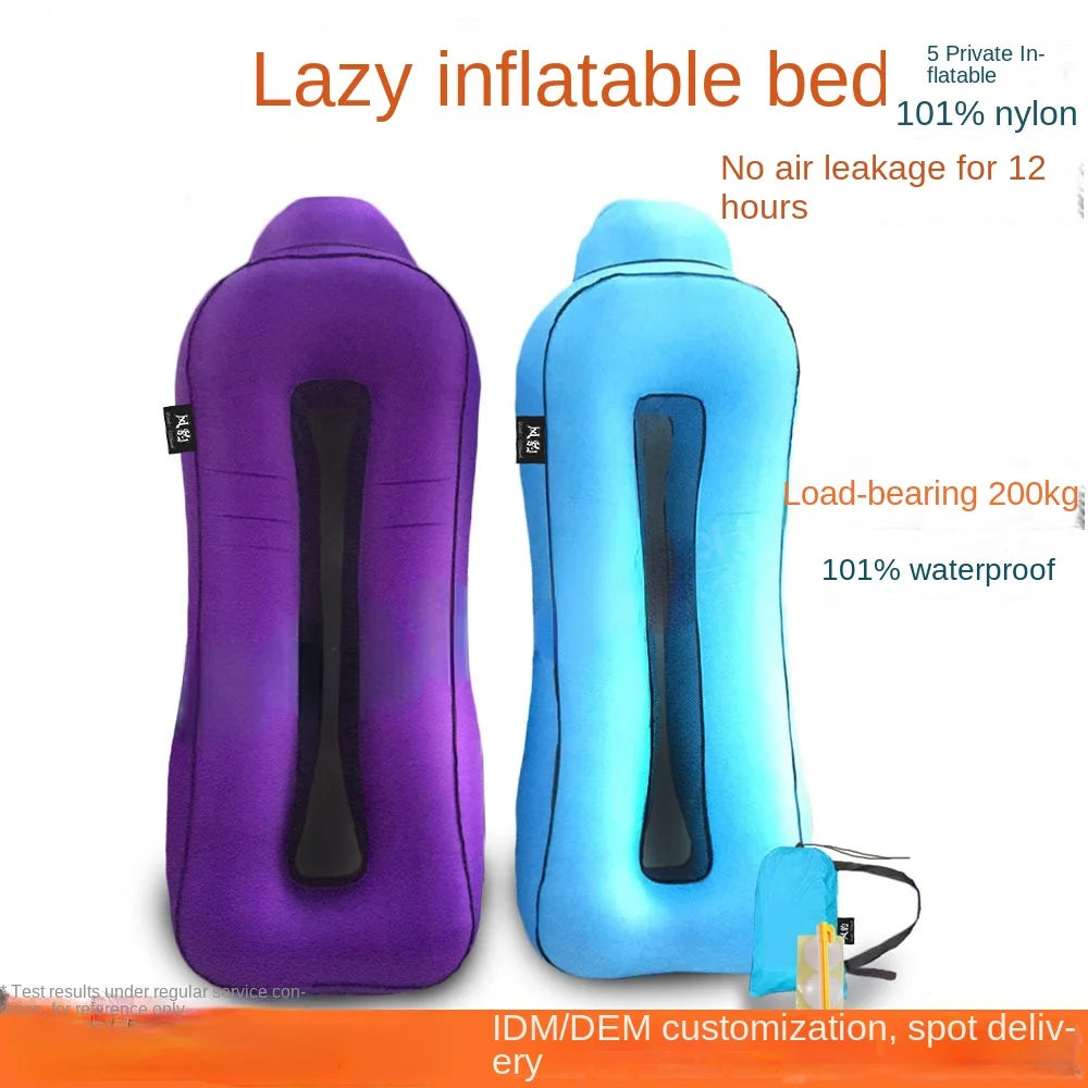 Outdoor Foldable Inflatable Sofa Lounge Couch Sleeping Bed Portable Foldable Air Travelling Beach Lounge Lazy Bed Chair Chair