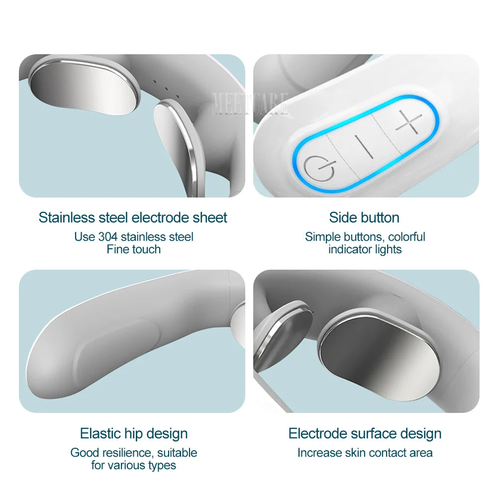 Pulse Neck Massager Electric Smart EMS Cervical Massagers TENS Pain Relief Relaxation Muscle Kneading Massage
