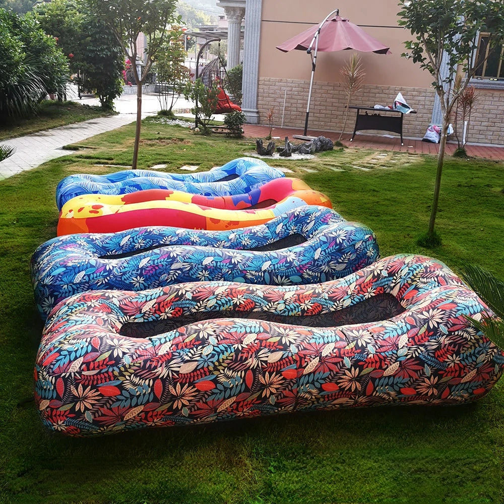 Outdoor Foldable Inflatable Sofa Lounge Couch Sleeping Bed Portable Foldable Air Travelling Beach Lounge Lazy Bed Chair Chair
