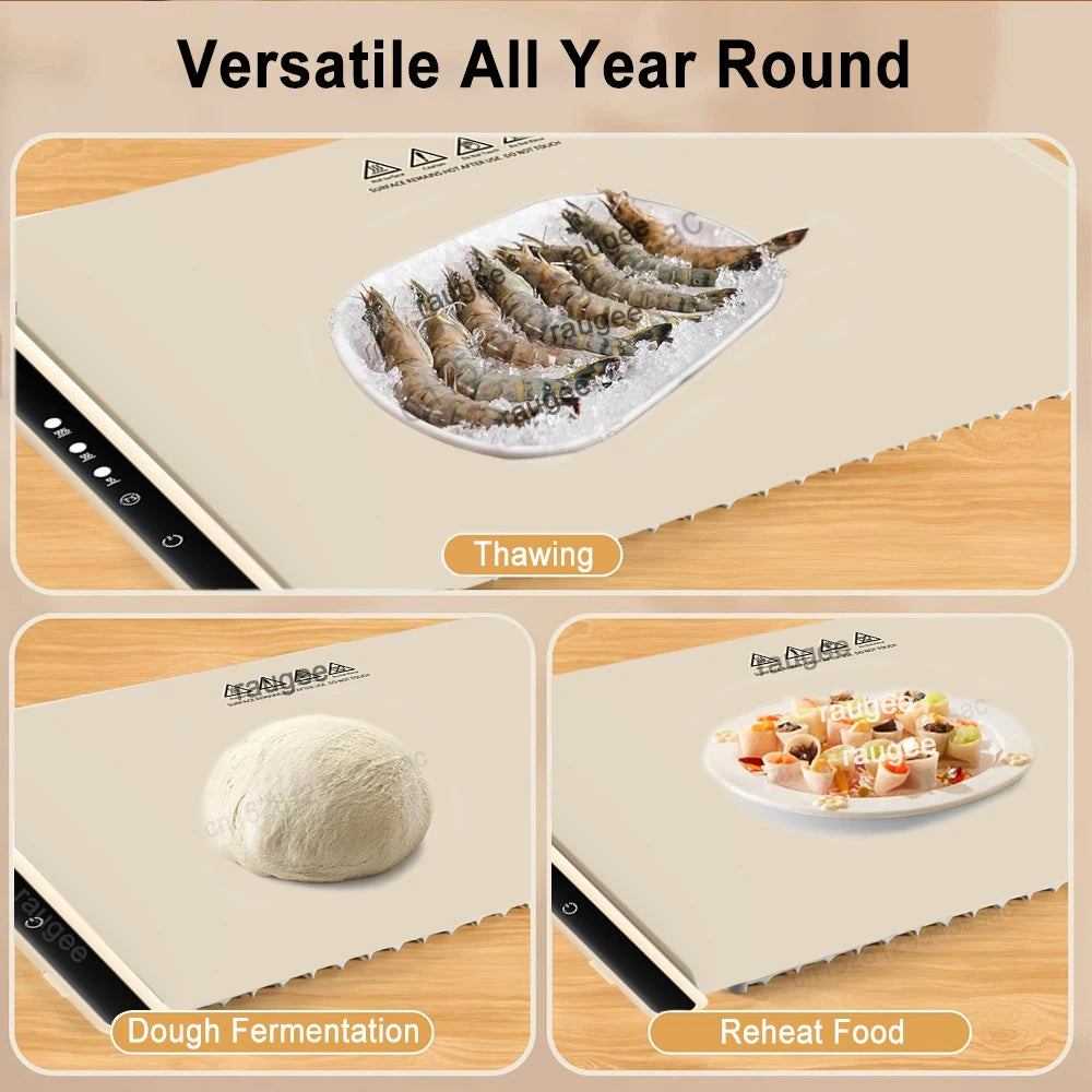 Electric Warming Tray Food Warmer Plate Foldable Portable Smart Food Fast Heating Mat Electric Warming Tray with 3 Tem Setting