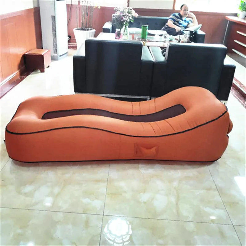 Outdoor Foldable Inflatable Sofa Lounge Couch Sleeping Bed Portable Foldable Air Travelling Beach Lounge Lazy Bed Chair Chair